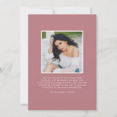 モダンGrad Dustyバラタイポグラフィ写真卒業 案内状 (裏面)