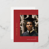 モダンGraduate Photo Foilありがとう 箔招待状ポストカード (正面/裏面)