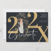 モダンGraduate Script 2022同心円アーチ写真 招待状 (正面)