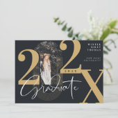 モダンGraduate Script 2022同心円アーチ写真 招待状 (スタンド正面)