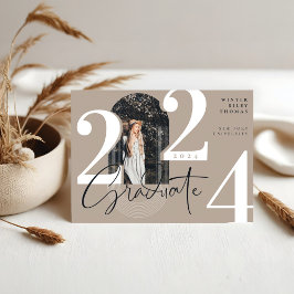 モダンGraduate Script 2022同心円アーチ写真 招待状