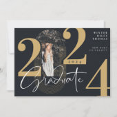 モダンGraduate Script 2022同心円アーチ写真 招待状 (正面)