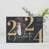 モダンGraduate Script 2022同心円アーチ写真 招待状 (スタンド正面)