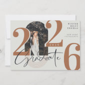 モダンGraduate Script 2024同心円アーチ写真 招待状 (正面)