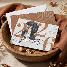 モダンGraduate Script 2024同心円アーチ写真 招待状