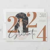 モダンGraduate Script 2024同心円アーチ写真 招待状 (正面)