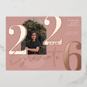 モダンGraduate Script 2025同心円アーチ写真 箔招待状 (正面)