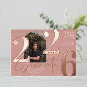 モダンGraduate Script 2025同心円アーチ写真 箔招待状 (立ち正面)