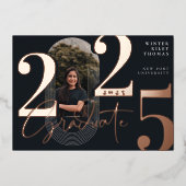 モダンGraduate Script 2025同心円アーチ写真 箔招待状 (正面)