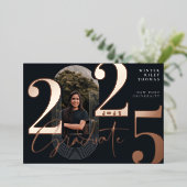 モダンGraduate Script 2025同心円アーチ写真 箔招待状 (立ち正面)