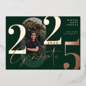 モダンGraduate Script 2025同心円アーチ写真 箔招待状 (正面)