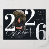 モダンGraduate Script 2025同心円アーチ写真 箔招待状 (正面)