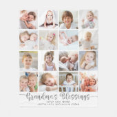 モダンGrandmas恵み16写真ホワイトグレー フリースブランケット (正面)