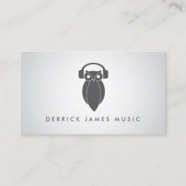 モダンGray Night Owl Logo DJ，バンド，ミュージシャン 名刺