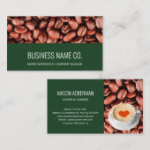 モダンGreenシンプルでの&コーエレガントヒー豆カフェ 名刺 (正面/裏面)