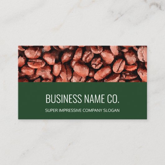 モダンGreenシンプルでの&コーエレガントヒー豆カフェ 名刺 (正面)