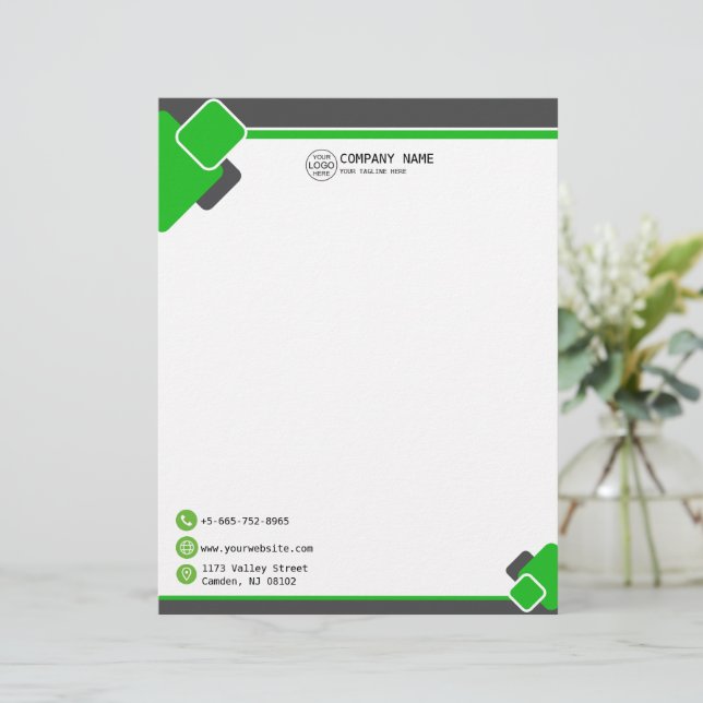 モダンGreen BusinessロゴLetterhead レターヘッド (スタンド正面)