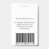 モダンGreen Hospital Employee Medical IDカスタム バッジ (Back)