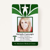 モダンGreen Hospital Employee Medical IDカスタム バッジ (正面)