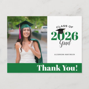 モダンGreen Photo Graduationありがとう ポストカード