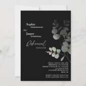 モダンGreenery Blackのリハ結婚ーサルディナー 招待状 (正面)