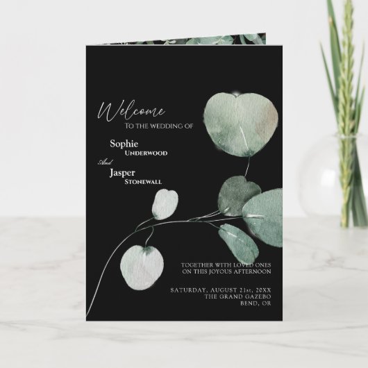モダンGreenery Blackの結婚折り畳みプログラム プログラム (正面)