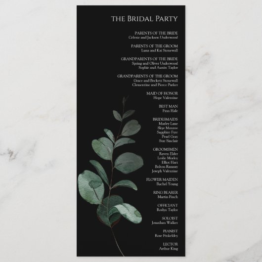 モダンGreenery Blackの結婚Flat Program プログラム (裏面)