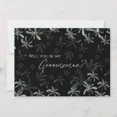 モダンGreenery Blackの結婚Groomsman提案 招待状 (正面)