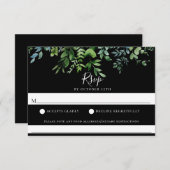 モダンGreenery Blackの食結婚べ物アレルギーRSVP 出欠カード (正面/裏面)