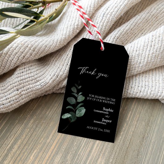 モダンGreenery Black結婚's Thank You Giftラベル ギフトタグ