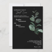 モダンGreenery Black Nothingファンシー写真結婚 招待状 (正面)