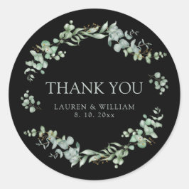 モダンGreenery Black Sage結婚's Thank You ラウンドシール