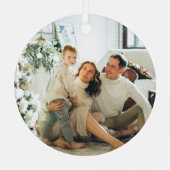 モダンGreenery Meerry Christmas Family写真 メタルオーナメント (裏面)