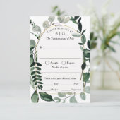 モダンGreenery Wedding RSVP、食事の選択 出欠カード (スタンド正面)