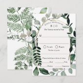モダンGreenery Wedding RSVP、食事の選択 出欠カード (正面/裏面)