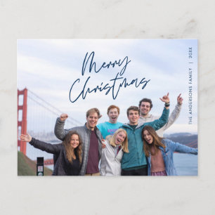 モダンGreeting, Merry Christmas Family Photo ポストカード