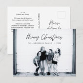 モダンGreeting, Merry Christmas Family Photo ポストカード (正面/裏面)