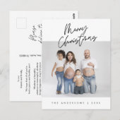 モダンGreeting, Merry Christmas Family Photo ポストカード (正面/裏面)