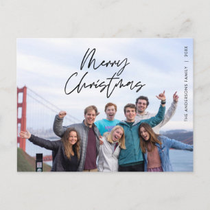 モダンGreeting, Merry Christmas Family Photo ポストカード