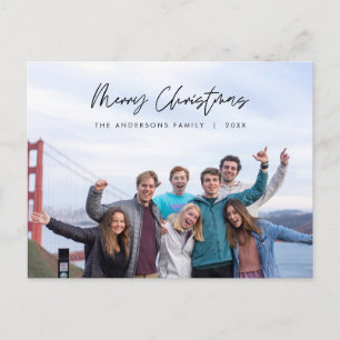モダンGreeting, Merry Christmas Family Photo ポストカード