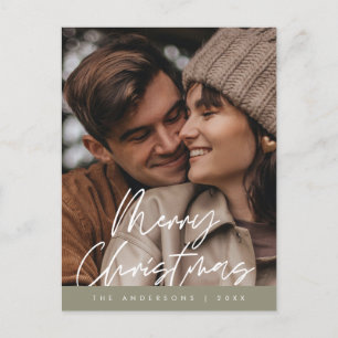 モダンGreeting, Merry Christmas Family Photo ポストカード