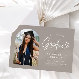 モダンGreige Arch写真卒業 案内状