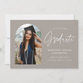 モダンGreige Arch写真卒業 案内状 (正面)