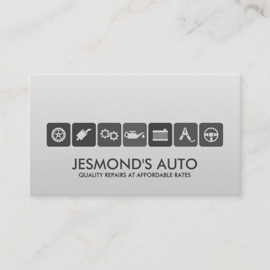 モダンGreyscale整備士車の修理アイコン 名刺 (正面)
