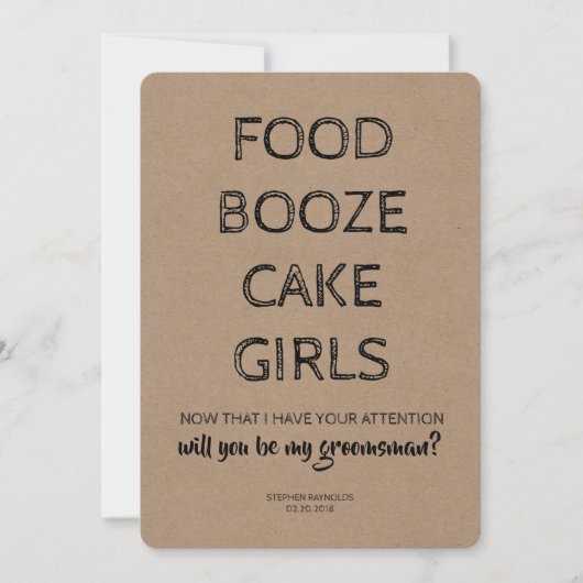 モダンGROOMSMAN/花婿介添人おもしろい案 招待状 (正面)