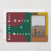 モダンGroovyカラフル抽象芸術結婚写真 セーブザデート (正面)