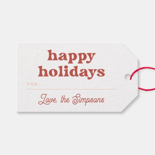 モダンGroovyハッピーホリデーズクリスマス ギフトタグ (正面(横))