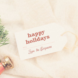 モダンGroovyハッピーホリデーズクリスマス ギフトタグ