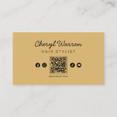 モダンHairstylistエレガントフォトブラックQRコード 名刺 (裏面)