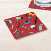 モダンHairstylistカラフルツールキットコースター スクエアペーパーコースター (アングル)